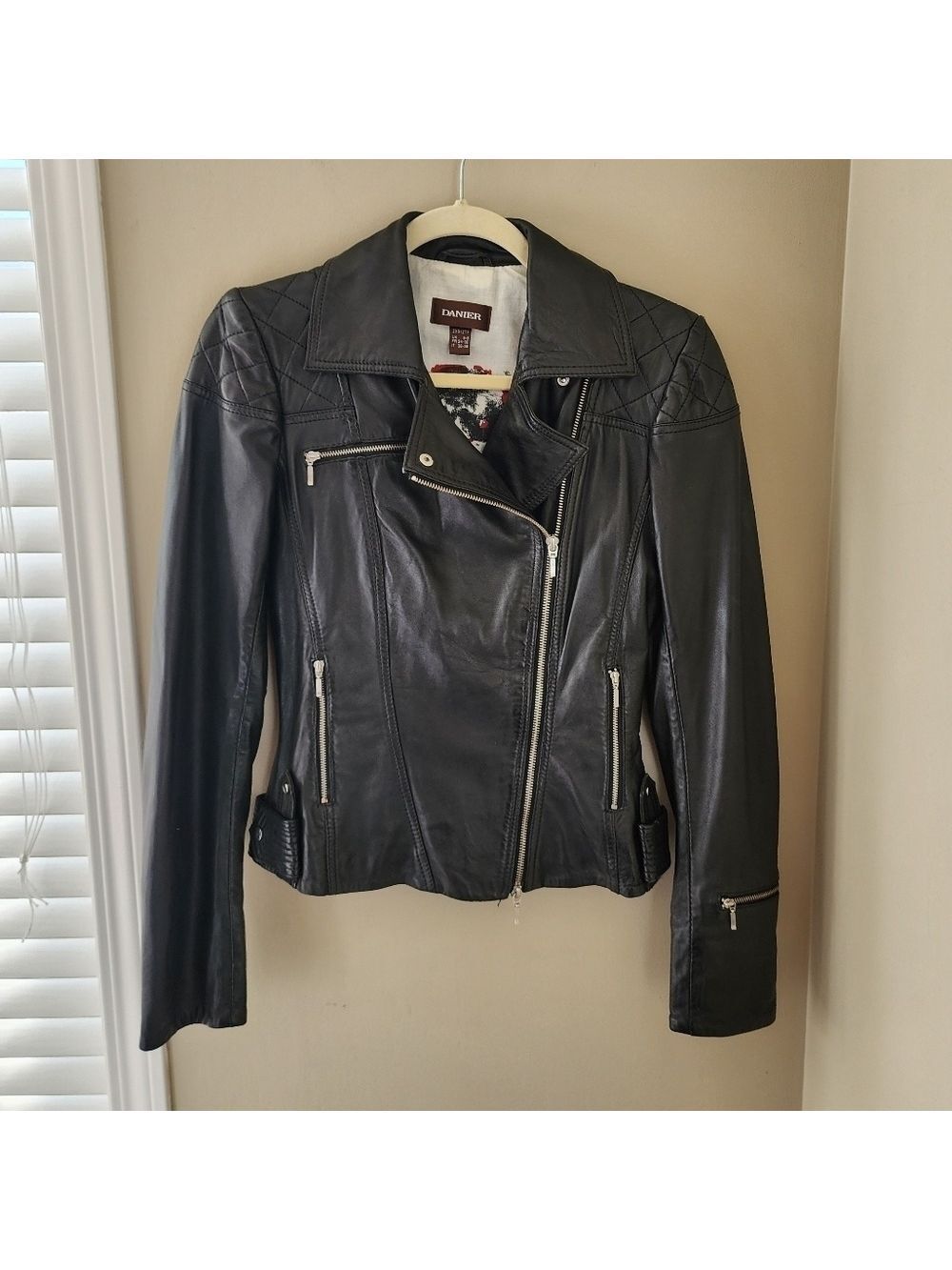 Danier Black Leather Biker Jacket #1814 - Picture 3 of 15